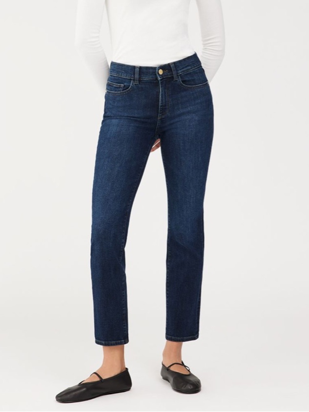 DL1961 Mara Straight Ankle‎ Mid Rise Instasculpt Dark Indigo Jeans Size 32